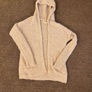 Mudd Blush Pink Fuzzy Hooded Open Front Cardigan XS